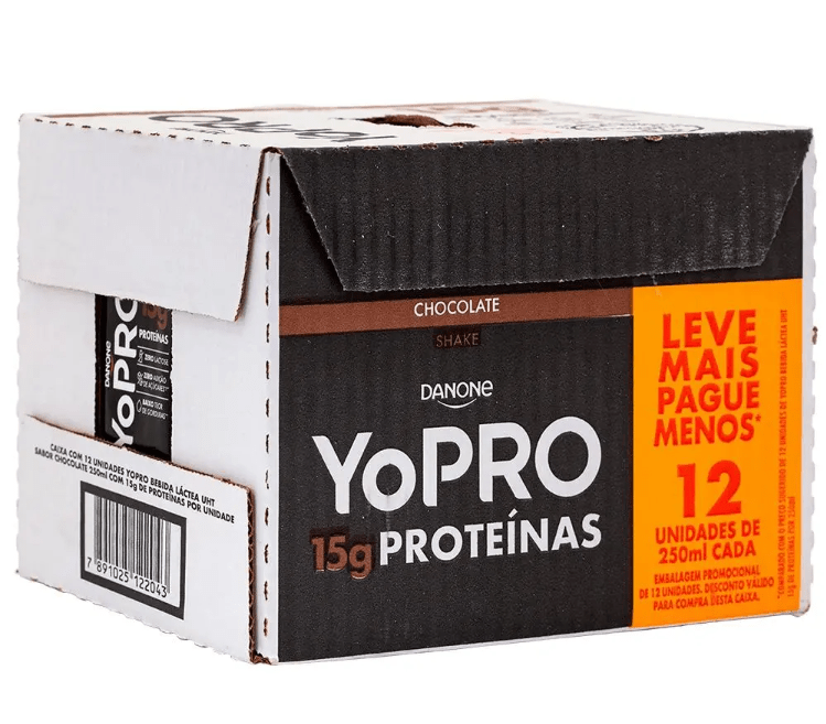 YoPRO Bebida Láctea UHT Chocolate15g de proteínas 250ml caixa com 12 unidades